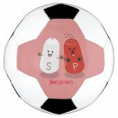 かわいいかわいいの塩とコショウのシェーカー漫画 サッカーボール (正面)