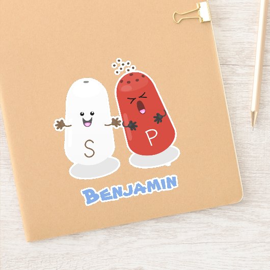 かわいいかわいいの塩とコショウのシェーカー漫画 シール (ノートブック)