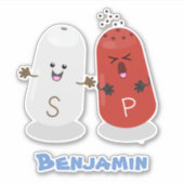 かわいいかわいいの塩とコショウのシェーカー漫画 シール (正面)