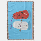 かわいいかわいいの塩とコショウのシェーカー漫画 スローブランケット (正面縦)