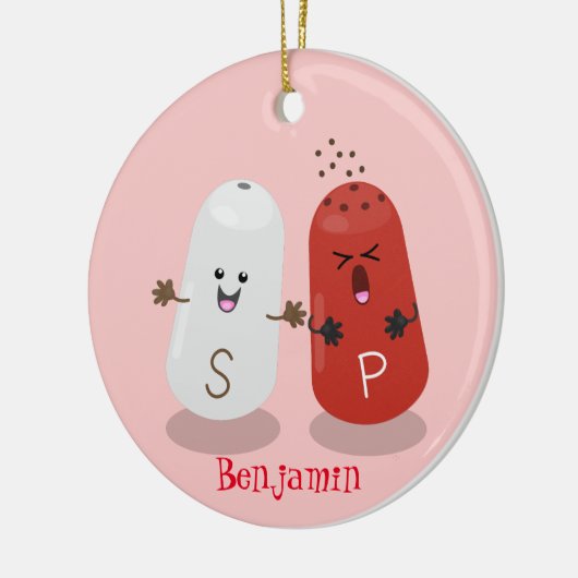 かわいいかわいいの塩とコショウのシェーカー漫画 セラミックオーナメント (左)