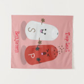 かわいいかわいいの塩とコショウのシェーカー漫画 タペストリー (正面(横))