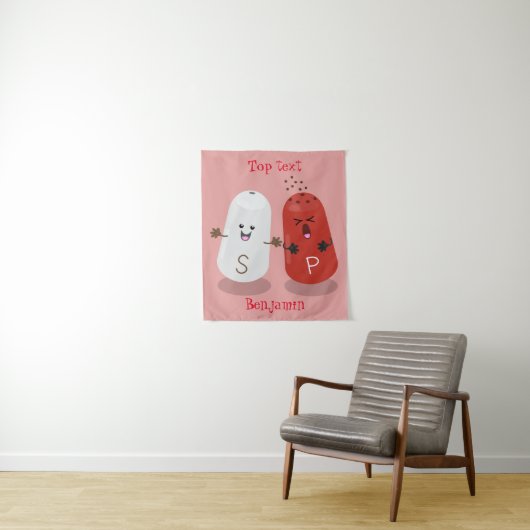 かわいいかわいいの塩とコショウのシェーカー漫画 タペストリー (インサイチュ)