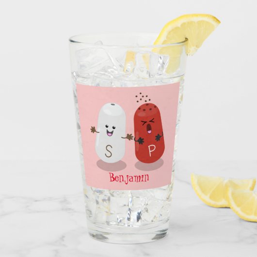 かわいいかわいいの塩とコショウのシェーカー漫画 タンブラーグラス (アイス裏面)