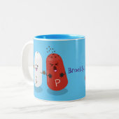 かわいいかわいいの塩とコショウのシェーカー漫画 ツートーンマグカップ (正面左)