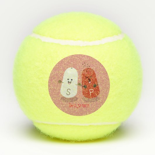 かわいいかわいいの塩とコショウのシェーカー漫画 テニスボール (裏面)