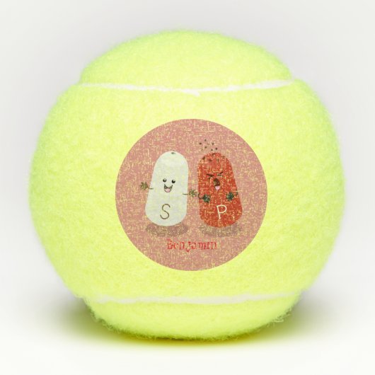 かわいいかわいいの塩とコショウのシェーカー漫画 テニスボール (正面)