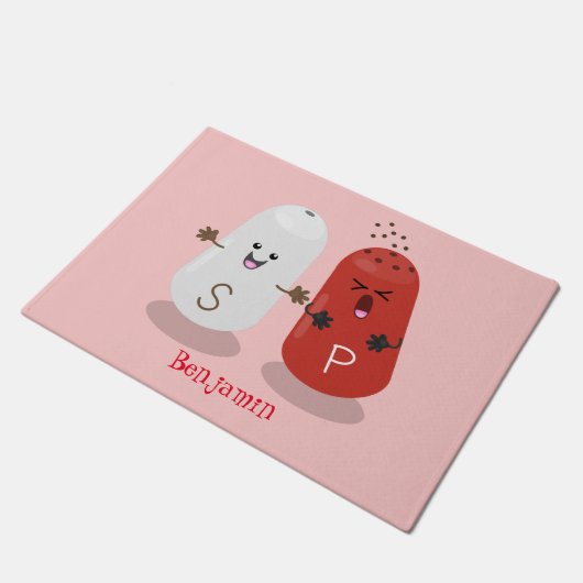 かわいいかわいいの塩とコショウのシェーカー漫画 ドアマット (アングル)