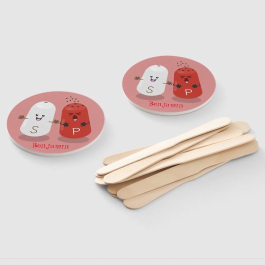 かわいいかわいいの塩とコショウのシェーカー漫画 ハンドファン (組立なし)