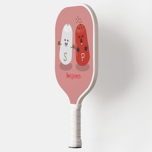 かわいいかわいいの塩とコショウのシェーカー漫画 ピックルボールラケット (左)