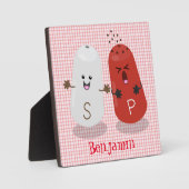 かわいいかわいいの塩とコショウのシェーカー漫画 フォトプラーク (正面)