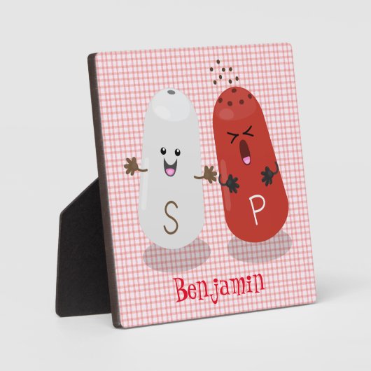 かわいいかわいいの塩とコショウのシェーカー漫画 フォトプラーク (正面)