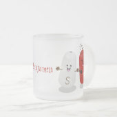 かわいいかわいいの塩とコショウのシェーカー漫画 フロストグラスマグカップ (正面右)