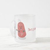 かわいいかわいいの塩とコショウのシェーカー漫画 フロストグラスマグカップ (正面左)