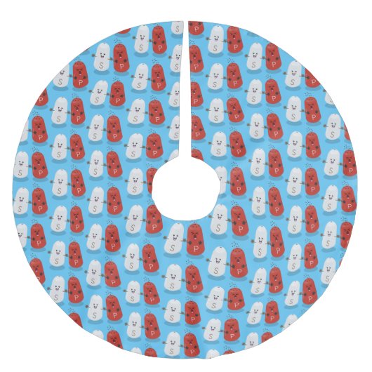 かわいいかわいいの塩とコショウのシェーカー漫画 ブラッシュドポリエステルツリースカート (正面)