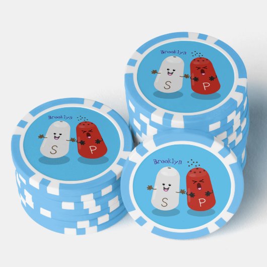 かわいいかわいいの塩とコショウのシェーカー漫画 ポーカーチップ (積み重ね)