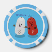 かわいいかわいいの塩とコショウのシェーカー漫画 ポーカーチップ (裏面)