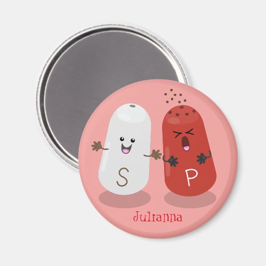 かわいいかわいいの塩とコショウのシェーカー漫画 マグネット (正面/裏面)