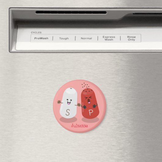 かわいいかわいいの塩とコショウのシェーカー漫画 マグネット (インサイチュ (食洗機))