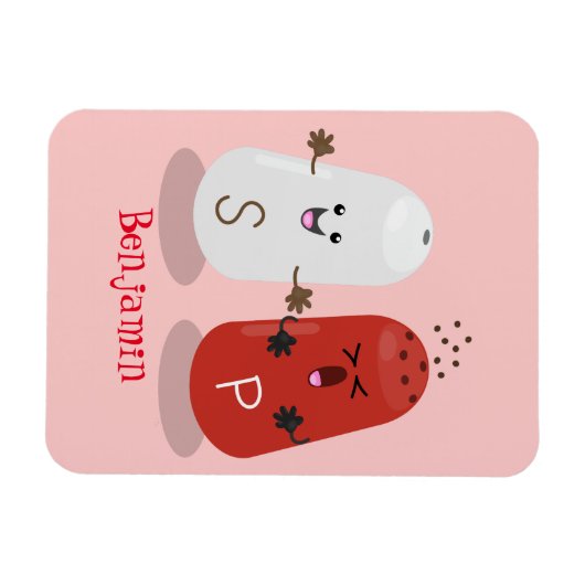 かわいいかわいいの塩とコショウのシェーカー漫画 マグネット (横)