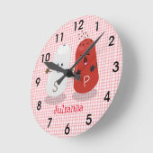 かわいいかわいいの塩とコショウのシェーカー漫画 ラウンド壁時計 (傾斜)