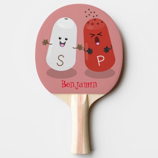 かわいいかわいいの塩とコショウのシェーカー漫画 卓球ラケット (裏面)