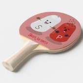 かわいいかわいいの塩とコショウのシェーカー漫画 卓球ラケット (正面アングル)