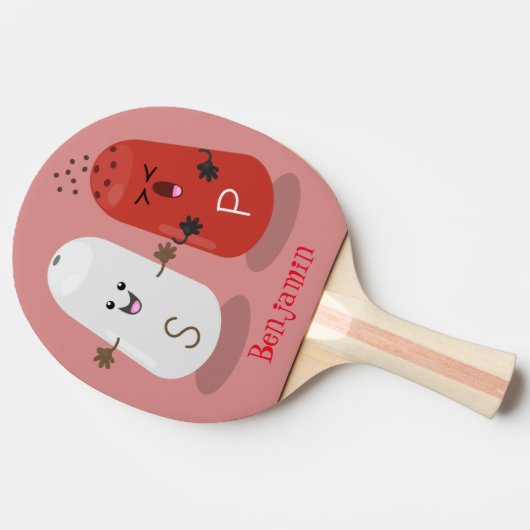 かわいいかわいいの塩とコショウのシェーカー漫画 卓球ラケット (横)