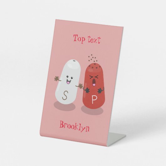 かわいいかわいいの塩とコショウのシェーカー漫画 台座サイン (正面)