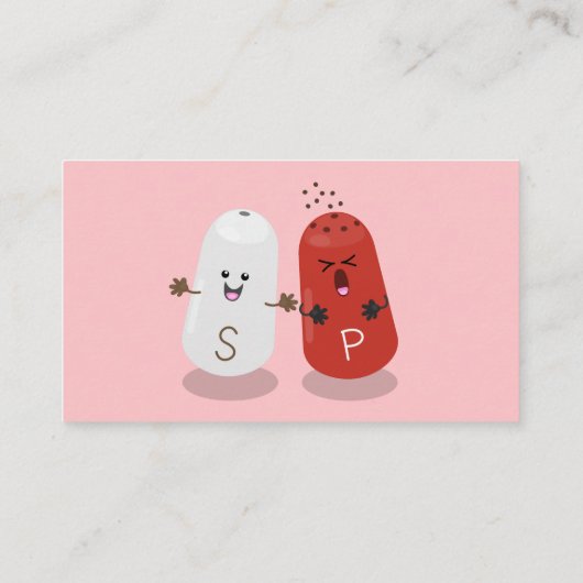 かわいいかわいいの塩とコショウのシェーカー漫画 名刺 (裏面)