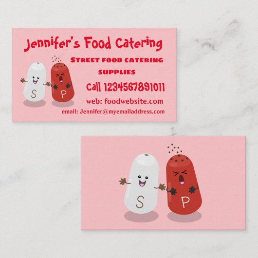 かわいいかわいいの塩とコショウのシェーカー漫画 名刺 (正面/裏面)