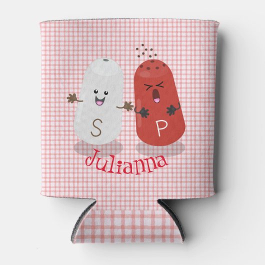 かわいいかわいいの塩とコショウのシェーカー漫画 缶クーラー (正面)