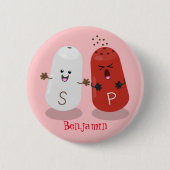 かわいいかわいいの塩とコショウのシェーカー漫画 缶バッジ (正面)