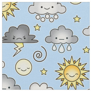 かわいいかわいいの天気が曇る気候 ファブリック
