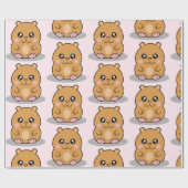 かわいいかわいいの小型ハムスターの漫画の女の子 ラッピングペーパー (フラット)