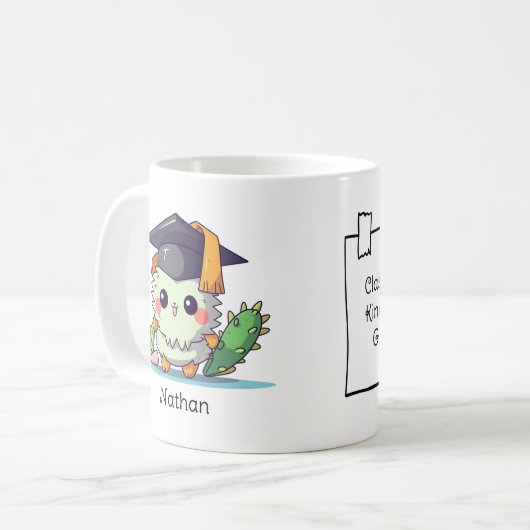 かわいいかわいいの漫画パーソナライズされた卒業 コーヒーマグカップ (正面左)