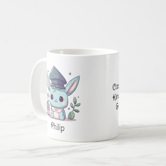 かわいいかわいいの漫画パーソナライズされた卒業 コーヒーマグカップ (正面左)