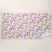 かわいいかわいいの猫とハートの柄 ビーチタオル (正面)