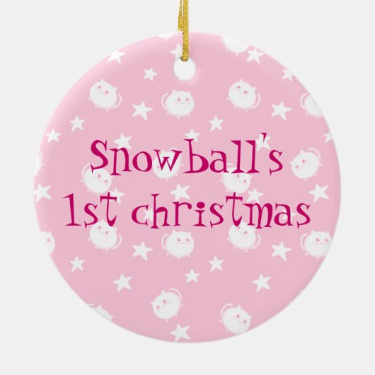 かわいいかわいいの白い子猫猫 セラミックオーナメント (裏面)