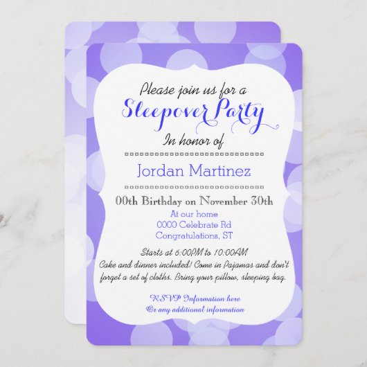 かわいいかわいいの睡眠のアカギツネのsleepoverのパーティー 招待状 (正面/裏面)