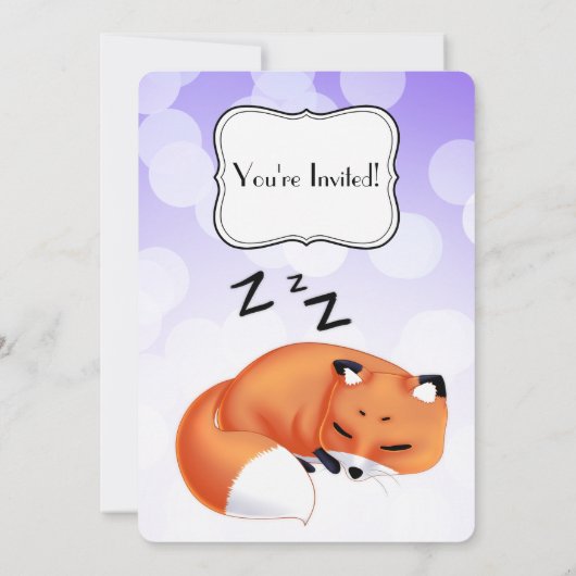 かわいいかわいいの睡眠のアカギツネのsleepoverのパーティー 招待状 (裏面)