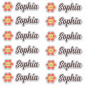 かわいいかわいいの花パーソナライズされたの名前 シール (正面)