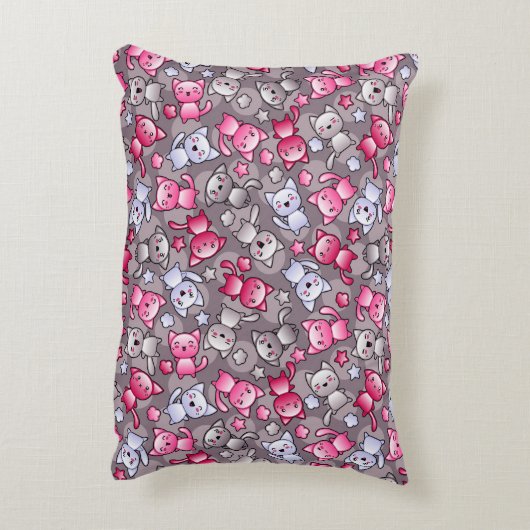 かわいいかわいいの落書き猫が付いているパターン アクセントクッション (裏面(縦))