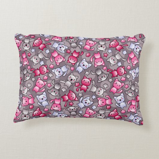 かわいいかわいいの落書き猫が付いているパターン アクセントクッション (裏面)