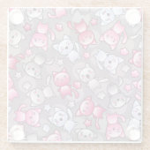 かわいいかわいいの落書き猫が付いているパターン ガラスコースター (裏面)