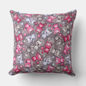 かわいいかわいいの落書き猫が付いているパターン クッション (正面)