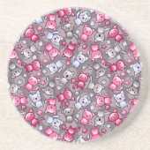 かわいいかわいいの落書き猫が付いているパターン コースター (正面)