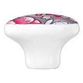 かわいいかわいいの落書き猫が付いているパターン セラミックノブ (側面)