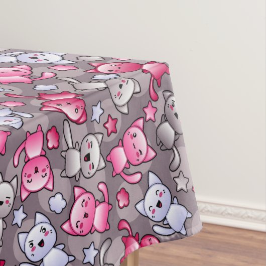 かわいいかわいいの落書き猫が付いているパターン テーブルクロス (インサイチュ)