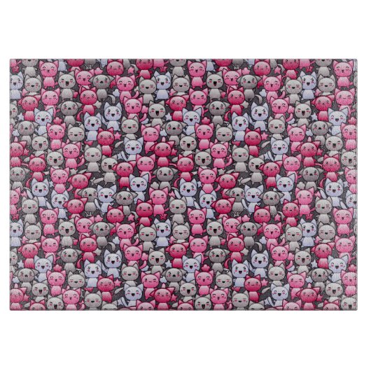 かわいいかわいいの落書き猫2が付いているパターン カッティングボード (正面)